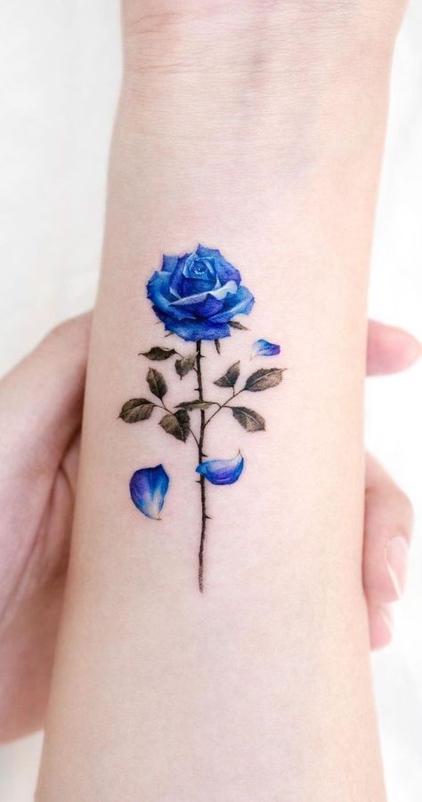 amazing rose tattoo ideas 81 Tattoo, Blue Ink Tattoo, Blue Flower Tattoos, Blue Ink Tattoos, Cowgirl Tattoos, Rose Flower Tattoos, Rose Tattoos For Men, Blue Rose Tattoos, Hand And Finger Tattoos