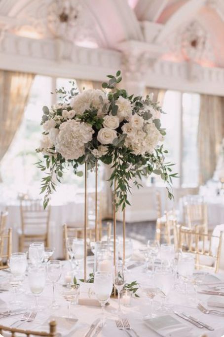 Candelabra Wedding Centerpieces, French Themed Wedding, White Floral Centerpieces, Candelabra Wedding, Tall Centerpiece, Greenery Centerpiece, Tall Wedding Centerpieces, Boda Mexicana, Wedding Floral Centerpieces