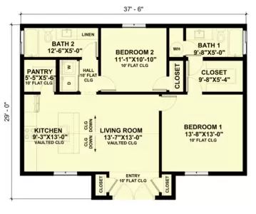 2-Bed Craftsman Cabin Plan Under 1000 Square Feet with Vaulted Living Room - 420109WNT | Architectural Designs - House Plans 2 Bedroom 2 Bath Small House Plans, Barndominium Floor Plans 2 Bed 2 Bath, Adu House Plans 2 Bedroom, Floor Plans Under 1000 Sq Ft Layout, 2 Bedroom 1 1/2 Bath House Plans, Simple 2 Bedroom 2 Bath House Plans, 2 Bed 1 Bath Floor Plan Small, 2 Bedroom 1 Bath House Plans, 2 Bed 2 Bath House Plans