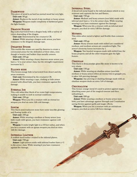 DnD 5e Homebrew — Wilderness Surivival Guide excerpts: Collecting... Homebrew Armor 5e, Dnd 5e Homebrew Items, Dnd 5e Magic Items, 5e Magic Items, Dnd Materials, Magic Items 5e, Dnd Magic Items Homebrew, Homebrew 5e, Writing Details