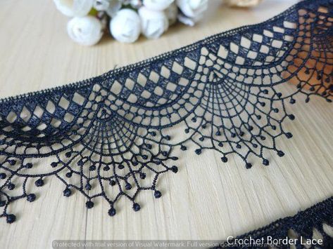 Step-by-Step Crochet Border Lace for Beginners Crochet Pour Halloween, Border Lace, Crochet Lace Edging, Step By Step Crochet, Crochet Lace Pattern, Necklace Collar, Crochet Borders, Crochet Motifs, Guipure Lace