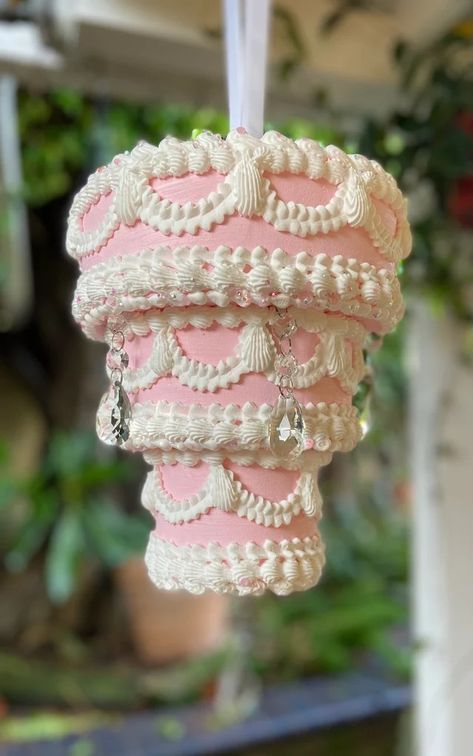 AuntBecksBakery - Etsy Canada Fake Food Diy, Cake Chandelier, Fake Desserts, Winter Veil, Pink Cake Stand, Candy Decorations Diy, Diy Flower Wall, Fake Cakes, Cake 5