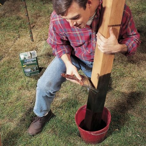 Setting Fence Posts, Cedar Fence Posts, Wood Fence Post, Wooden Fence Posts, Diy Backyard Fence, Cedar Posts, Diy Fence, Building A Fence, Cedar Fence