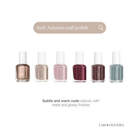 LARI OLIVEIRA | Image & Colour Consultant | Some nail polish options for Soft Autumn 🍂 #nailpolish #nailsart #colours #colouranalysis #softautumn #mutedautumn #stylegoals #sydney… | Instagram Soft Autumn Palette, Soft Autumn Color Palette, Sydney Style, Beautiful Skin Care, Colour Analysis, Colour Consultant, Fall Color Palette, Soft Autumn, Autumn Beauty