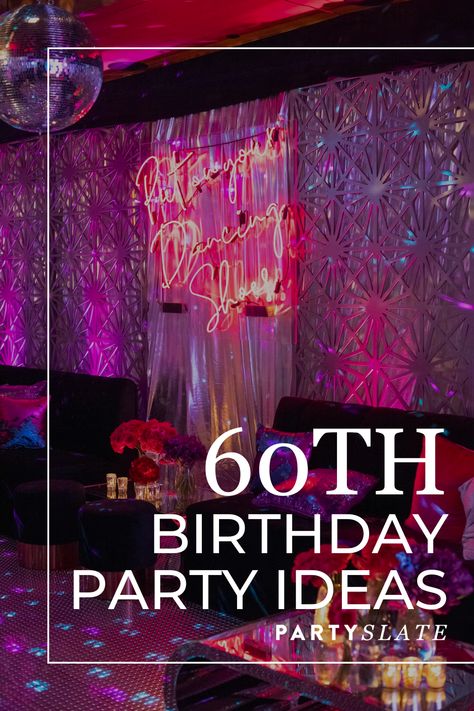 Turning 60 Birthday Ideas Party Themes, How To Plan A 60th Birthday Party, 60tu Birthday Ideas, Unique Bday Party Ideas, Sweet 60 Birthday Party, Planning A 60th Birthday Party, 60th Party Theme, Birthday Party 60 Years Old, 60 Decorations Party Ideas