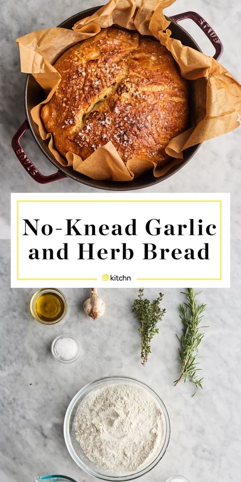 Dutch Oven Bread, Knead Bread Recipe, Herb Bread, Artisan Bread Recipes, Dutch Oven Recipes, No Knead Bread, No Knead, Think Food, Oven Recipes