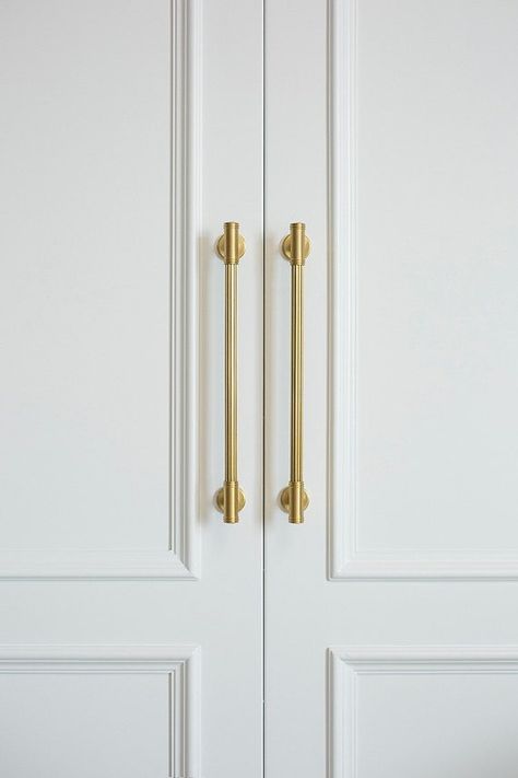 Art Deco Pull Handle, Solid Brass Hardware, Solid Brass Pull, Pull Handles for Cabinets, Brass Drawer Pulls, Kitchen Cabinet Hardware - Etsy UK Art Deco Cabinet Hardware, White Kitchen With Brass Hardware, Barber Ideas, Drawer Pulls Kitchen, Handles For Cabinets, Bedroom Built In Wardrobe, Laundry Room Cabinets, Brass Drawer Pulls, Kitchen Cabinet Hardware