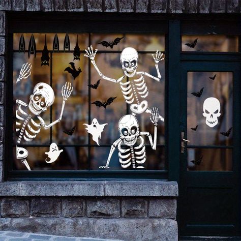 Faster shipping. Better service Stickers Skeleton, Haunted House Party Decorations, Halloween Window Clings, House Party Decorations, Halloween Window Decorations, Halloween Bat Decorations, Haunted House Party, Halloween Window, Festive Holiday Decor