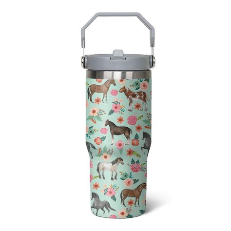 PRICES MAY VARY. Horse&Floral Insulated Tumbler: It is your cute 30 oz horse tumbler, horse drinking glass, horse coffee mug, horse travel mug. horse watter botter ,flower skinny tumbler, just a girl who loves horse gift, which can be put on the cup holder of most cars and put anywhere as you want and no worry to wet your place Exquisite Horse Gift Set: 1 Pcs 30 oz horse travel mug,1 straws, tumbler is equipped with a secure and leak-proof lid,easy carrying top handle,stainless steel tumbler is Horse Travel, Horse Tumbler, Tumbler Coffee Cups, Straw Tumbler, Tumbler With Handle, Horse Decor, Horse Gifts, Horse Designs, Horse Lovers