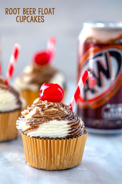 Root Beer Cupcakes, Beer Syrup, Root Beer Float Cupcakes, Soda Cupcakes, Rootbeer Float Cupcakes, Beer Cupcakes, Cake Mix Cupcakes, Beer Float, Gourmet Cupcakes