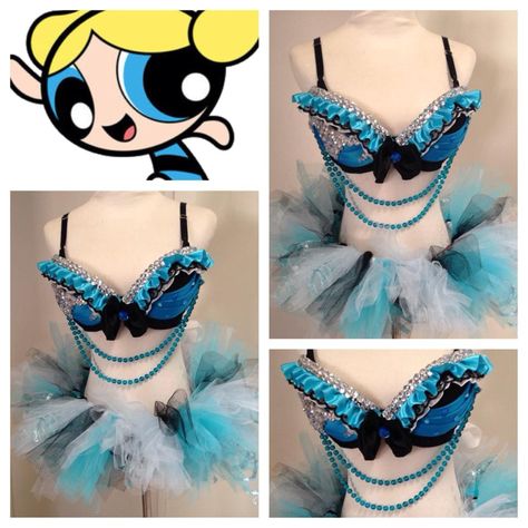 Bubbles rave outfit. Could also be a cool showgirl or burlesque outfit. Bubbles Cosplay, Demon Outfit, Diy Bras, Wwe Ring, Bling Bra, Bubble Clothes, Costume Making, Rave Style, Rave Babe