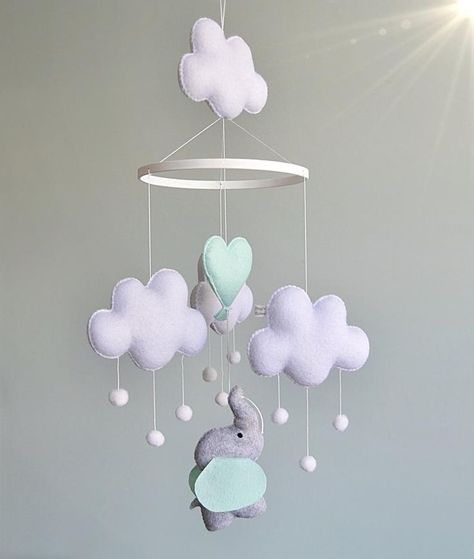 Heart Shape Balloon, Nursery Hanging Decor, Elephant Baby Mobile, Cloud Mobile Nursery, Elephant Mobile, Stars Baby Mobile, Cloud Nursery, Balloon Mobile, Pink Mobile