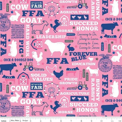 FFA Forever Blue C7210-Pink Main Pink - 889333136378 Riley Blake Fabric, Ffa, Fabric Yardage, Riley Blake, Riley Blake Designs, Designer Fabric, Blue Design, Pink Fabric, Quilt Shop