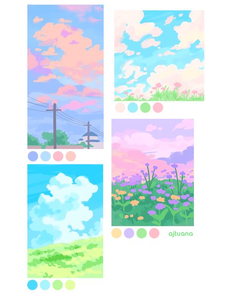 Pastel Skies, Concept Art Tutorial, 그림 낙서, Color Palette Challenge, Palette Art, Color Schemes Colour Palettes, Pastel Sky, Pastel Colour Palette, Sky Color