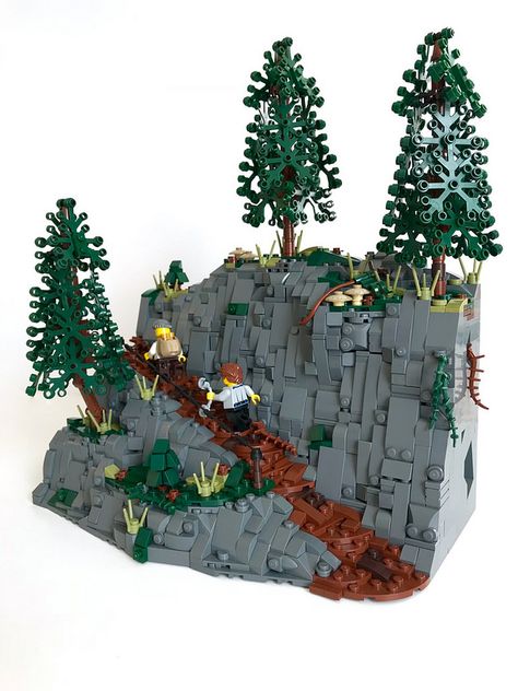 The Chase! | by Carter Witz Lego Mountain Techniques, Lego Forest, Lego Jungle, Lego Mountain, Lego Zoo, Lego Kingdoms, Lego Design Ideas, Forest Ideas, Lego Tree