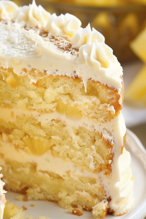 Pineapple Coconut Cake Pineapple Cake Homemade, Coconut Cake From Cake Mix Boxes With Pudding, Hawaiian Coconut Poke Cake, Pineapple Coconut Cream Cake, Dessert With Canned Pineapple, Pineapple Curd Cake, Pineapple Fluff Cake, Best Coconut Desserts, Best Pineapple Cake Recipe