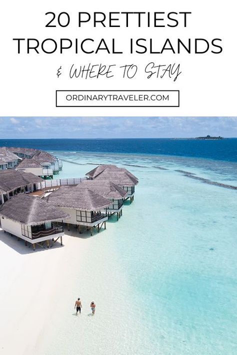 20 Prettiest Tropical Islands You Need To Visit. These are the most beautiful tropical islands to visit and insider tips on where to stay on each island. We’ve gathered our top 20 picks with some of the best beaches in the world. | best tropical vacations | tropical places to visit | tropical destinations | tropical vacation | tropical places | tropical island beach | beach tropical | maldives islands | best tropical islands | vacation ideas Dream Tropical Vacation, Tropical Vacations Destinations, Best Tropical Destinations, Tropical Vacation Places, Tropical Places To Visit, Best Tropical Vacations, Tropical Vacation Destinations, Tropical Places, Maldives Islands