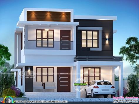 4 bedroom 1775 sq.ft modern home design New Model House Design, House Design 2023, Model House Design, New Model House, Kerala Home Design, 4 Bedroom House Designs, Modern Contemporary House Plans, Kerala Home, Flat Roof House