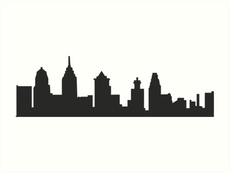 Philadelphia Skyline Art, Philly Skyline, Skyline Tattoo, Philadelphia Skyline, Pop Art Drawing, Skyline Silhouette, Skyline Design, Beer Pong Tables, Eagle Tattoo