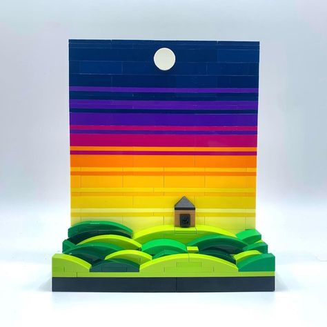 Lego Landscape Ideas, Small Lego Sets, Lego Dots Ideas, Lego Art Wall, Cool Lego Ideas, Lego Building Ideas, Lego Landscape, Lego Wall Art, Lego Diy Crafts