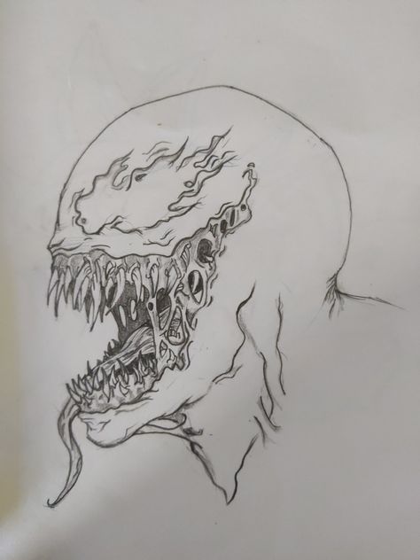 Venom drawing Realistic Venom Side View, Carnage Drawing Sketch, Venom Drawing Pencil Sketch, Venom Drawing Sketch Easy, Venom Drawing Easy, Venom Drawing Sketch, Venom Sketch, Venom Drawing, Werewolf Drawing