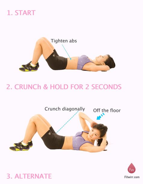 How to do oblique crunches? Crunches Exercise, Fat Stomach, Vertical Leg Crunches, Exercise For Six Pack, 6 Pack Abs Workout, Side Crunches, Oblique Crunches, Crunches Workout, Bicycle Workout