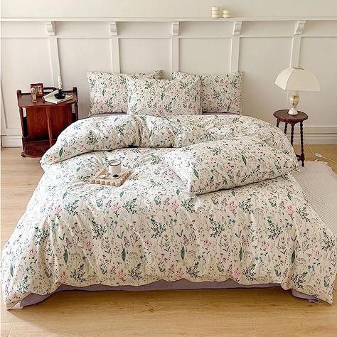 100% Natural Cotton Duvet Cover Set With Zipper Closure and Corner Tie,wrinkle Fade Resistant 【Twin Duvet Cover Set】 HIGHBUY 3 Piece Shabby Chic Flower Bedding Set Twin Come with 1 Twin Duvet Cover (68"x86") and 2 x Pillow Shams (20"x26"),No comforter insert or sheet 【Aesthetic Bedding】:Our Shabby Chic Twin Size Bedding Duvet Cover is designed as a removable cover with cute pink floral branches printing,flower bedding collection White Floral Duvet Cover, Sheet Aesthetic, Floral Bedsheets Coquette, Aesthetic Bedding, Kawaii Pink Comforter, Cottagecore Bedding Set Pink, Cherry Blossom Duvet Cover, Floral Bedding Sets, Pink Comforter Bed Bath & Beyond