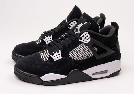 Official Retailer Images Of The Air Jordan 4 "White Thunder" Black And White Jordans, Zapatillas Jordan Retro, Jordan 4 White, Nike Shoes Women Fashion, Jordan 4 Black, Jordan 4’s, Red Thunder, Jordan 4s, Pretty Shoes Sneakers