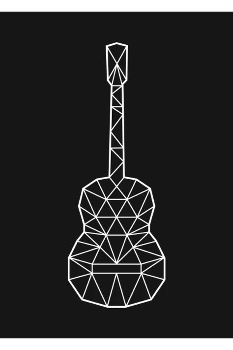 Polygon acoustic guitar abstract design. A nice abstract guitar design will make a nice unusual gift for any guitarist or anyone who loves guitars. Color white Geometric Guitar, Guitar Doodle, Guitar Abstract, Abstract Guitar, Polygon Art, Unusual Gift, Pinterest Projects, Heart Tree, Guitar Design