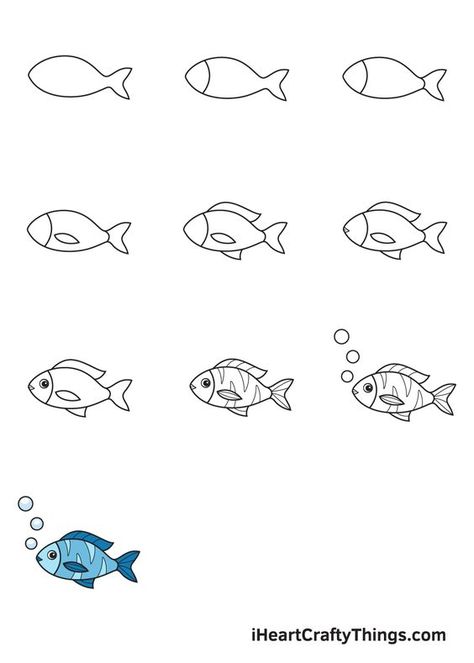 How to Draw a Fish – Step by Step Guide Drawings step by step for kids #drawingsstepbystepforkids Drawing ideas #drawingideas Drawing ideas for kids #drawingideasforkids 6.5 Fish Drawing For Kids, Christmas Drawings For Kids, Easy Fish Drawing, Draw A Fish, Easy Christmas Drawings, Very Easy Drawing, Drawing Ideas For Kids, Hair Stenciling, Drawn Fish