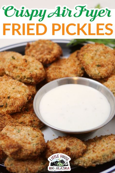 Air Fryer Fried Pickles, Fried Pickle Chips, Fried Dill Pickles, Fried Pickles Recipe, Dill Recipes, Dill Pickle Chips, Pickles Recipe, The Grease, Seasoned Bread Crumbs