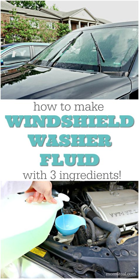 Windshield washing fluid is a necessity for any driver, and this tutorial will show you How to Make Windshield Washer Fluid with only 3 ingredients that you may already have in your pantry! #windshieldwasher #carcleaning #cleaningtip #windshield #automobile via @Mom4Real Washer Fluid For Car, Diy Washer Fluid For Car, Windshield Washer Fluid Diy, Homemade Windshield Washer Fluid, Clean Hacks, Windshield Cleaner, Homemade Toilet Cleaner, Aesthetic Tips, Bathroom Spray