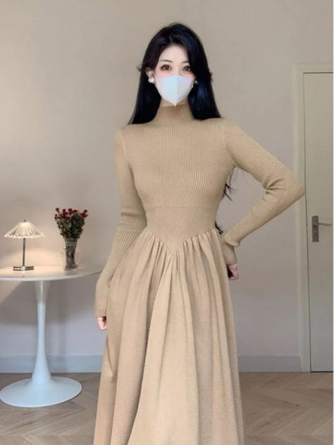 Elegant Midi Dresses For Women 2022 Woolen Knitted Skirt Long Dress Autumn Winter Red Over The Knee Midi Dresses For Women, Woolen Dresses, Knitted Skirt, Winter Red, Elegant Midi Dresses, Dress Autumn, Autumn 2023, Skirt Long, Season Winter