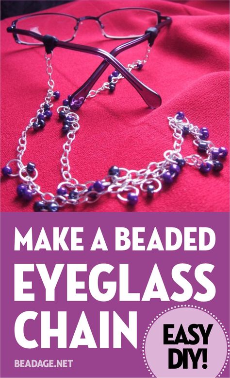 Diy Chain Necklace Tutorials, Glasses Chain Diy, Diy Glasses Chain, Jewelry Making For Beginners, Diy Glasses, Eyeglass Jewelry, Eyeglass Chain Holders, Eyeglass Chains, Eyeglasses Holder Necklace