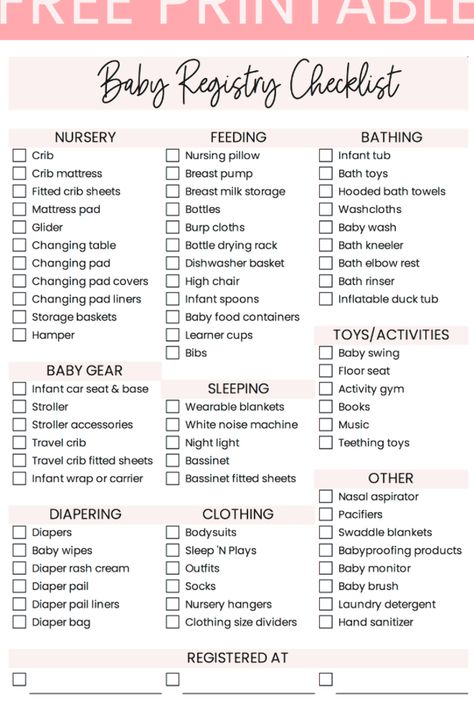 Baby Registry Checklist Printable, Baby Essential List, Registry Must Haves, New Baby Checklist, Baby Essential Checklist, Newborn Checklist, Mom Checklist, Baby Tub, Baby Delivery