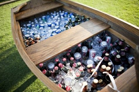 boat or wheel barrel filled with beer!! Sangria Bar, Wedding Drink Station, Drink Display, Happy Happy Happy, Old Boats, Outdoor Reception, Wedding Drink, Gala Dinner, North Carolina Wedding