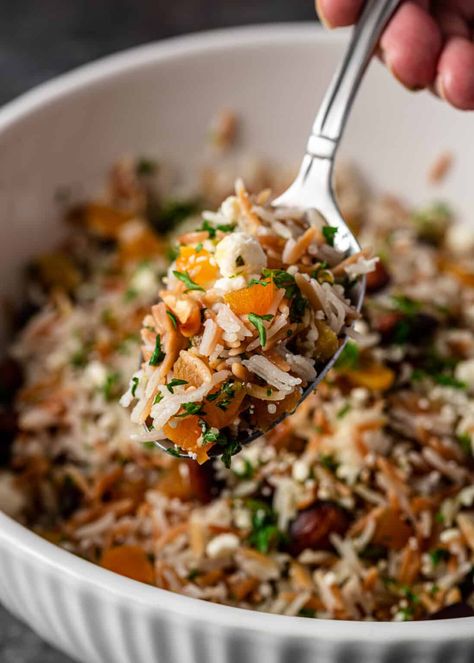 Vegetarian Pilaf Recipe, Rice Pilaf Recipe With Almonds, Meals With Basmati Rice, Medditeranean Rice Recipe, Mediterranean Rice Recipes, Mediterranean Rice Pilaf, Orzo Rice Recipes, Mediterranean Rice Pilaf Recipe, Rice Pilaf Recipes