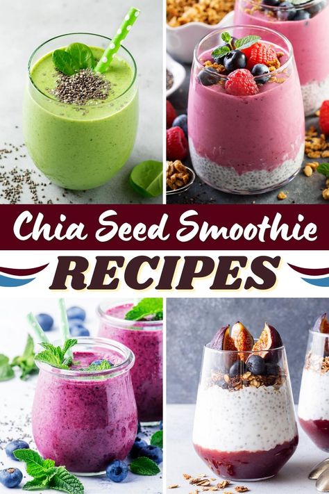 One sip of these chia seed smoothie recipes will have you singing “ch-ch-ch-chia”! They're just as fabulous as the 90s plant pets, only WAY tastier. Chia Seed Smoothie Recipes, Chia Seed Drink Recipes, Smothie Recipes, Chia Seed Breakfast, Chia Seed Smoothie, Smoothie Flavors, Chia Recipe, Chia Seed Recipes, Morning Smoothie