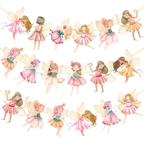 [Watercolor Fairy Party Banner] The package contains 2 fairy party banners printed on both sides with watercolors. Flower fairy patterns are carefully designed with rich styles such as dancing, flying, and playing. It will make you feel like you are in a fairy tale. 【Premium Fairy Birthday Party Cutout Decorations】The lovely fairy birthday party banner is made of high quality cardboard and durable string. Even if you use this fairy garland banner outdoors, it won't fall off easily. When not in use, it can be conveniently stored without taking up space. 【Wide range of flower fairy banners】You can hang the fairy banner on the wall, use it as a decoration for fairy-themed parties and celebrations, and as a backdrop for photography. Moreover, this banner can be used to decorate flower fairy pa Fairy Banner, Fairies Birthday Party, Banner Flower, Fairy Theme Party, Fairy Birthday Party, Fairy Party, Baby Shower Supplies, First Birthday Decorations, Fairy Birthday