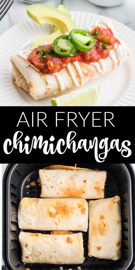 Air Fried Chimichanga Recipe, Air Fryer Mini Chimichangas, Air Fryer Recipes Using Flour Tortillas, Air Fried Burritos, Mexican Restaurant Chimichanga, Air Fryer Chimichangas Chicken, Air Fryer Street Tacos, Chicken Chimichanga Recipe Air Fryer, Air Fryer Burrito