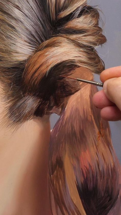 Portrait Painting: Beyond the Ordinary Painting Hair With Acrylics, Color Study Painting, How To Paint Hair Acrylic, Painting Hair Acrylic, How To Paint Hair, Oil Painting Hair, Hair Painting Art, Hair Oil Painting, Hair Study