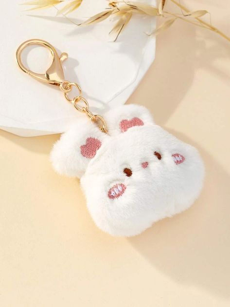 Cartoon Rabbit Design Bag Charm For Bag Decoration Cartoon Animal Bag Key Chain | SHEIN Stuffed Animal Keychain, Bunny Accessories, Plushie Keychain, Rabbit Keychain, Teacher Accessories, Cute Keychains, Back To School Gifts For Teachers, Plush Rabbit, Bag Decoration