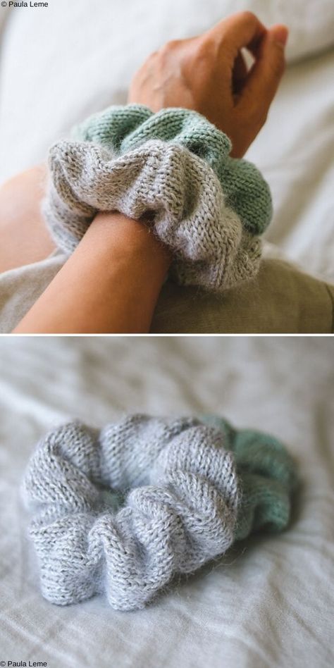 Fun Knitted Scrunchies. Fluffy and bulky scruchnies are just the best right? You can easily tie your hair with them and they don't damage a single one of your hair. Above all, it's a great way to use up any leftover yarn. Be sure to try this one! I'mm sure they will look amazing in every color you choose.  #freecrochetpattern #scrunchie #accessory Hair Scrunchie Crochet, Knitted Scrunchies, Knit Bracelets, Leftover Yarn Project, Crochet Headband Tutorial, Easy Crochet Headbands, Knitted Projects, Knitted Items, Crochet Hair Accessories