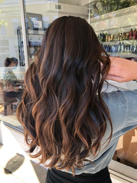 Brown Carmel Balayage, Balayage Dark Brunette, Balayage Hair Dark Brown, Carmel Brown Hair, Dark Brunette Balayage Hair, Dark Brunette Balayage, Carmel Balayage, Dark Brown Hair Balayage, Baylage Hair