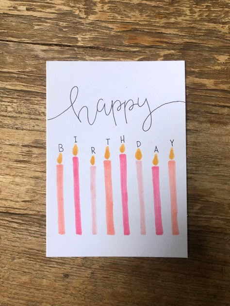 Happy birthday card Pink Bday Card Ideas, Birthday Card Ideas Preppy, Cute Easy Birthday Card Ideas, Simple Birthday Cards Diy, Aesthetic Handmade Birthday Cards, Aesthetic Homemade Birthday Cards, Simple Homemade Birthday Cards, Preppy Birthday Card Ideas, Simple Bday Cards