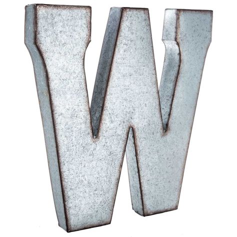 PRICES MAY VARY. This 20 inch tall metal letter decoration makes a great addition to your rustic, old country, mid-century, or farmhouse themed home or business The letter can be hung on a wall using the hanging holes on the back — use any nails that are up to 0.4" (nails not included). You can also lean the letter against a wall or object for display on a shelf (Note: The letter will not stand up by itself). Features a lovely metallic silver color with edges painted brown to resemble rust for a Big Letters Decoration, Hobby Lobby Letters, Letters Decoration, Alphabet Wall Decor, Large Metal Letters, Metal Wall Letters, Wall Decor Letters, Galvanized Decor, Rustic Letters