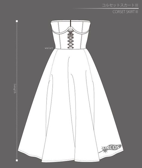 Corset Skirt Pattern, Corset Skirt Sewing Pattern, Free Corset Dress Sewing Patterns, Goth Skirt Sewing Pattern, Basque Corset Pattern Drafting, Corset With Skirt, Mood Fabrics Free Pattern Corset, Skirt Pattern Free, Japanese Sewing Patterns