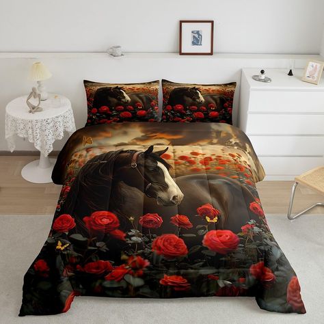 PRICES MAY VARY. Unique Designs: We use digital printing technology to create exquisite designs for our comforters; whether you're looking for modern geometric shapes, sports theme, western theme, or animal inspired designs, you will find a unique bedding set here Size: Twin size includes 1 comforter 68"x90", 1 pillowcase 20"x30"; full size includes 1 comforter 79"x90", 2 pillowcases 20"x30"; queen size includes 1 comforter 90"x90", 2 pillowcase 20"x30"; king size includes 1 comforter 104"x90", Pillow Shames, Bilik Tidur, Pillowcase Pattern, Bed Sets, Comforter Cover, Wild Animal, Cotton Duvet, White Horse, Comforter Set