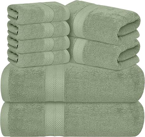 Sage Green Towels, Bathroom Assessories, Green Bath Towels, Bathroom Hotel, Scandinavian Nursery, Towels For Bathroom, Home Spa Treatments, Green Towels, Bath Towels Luxury