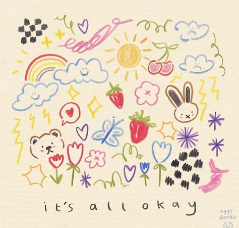 Everything Will Be Okay, Art Diary, Cute Doodles Drawings, Cute Doodle Art, Mini Drawings, Lovely Day, Be Okay, Simple Doodles, Art Journal Inspiration